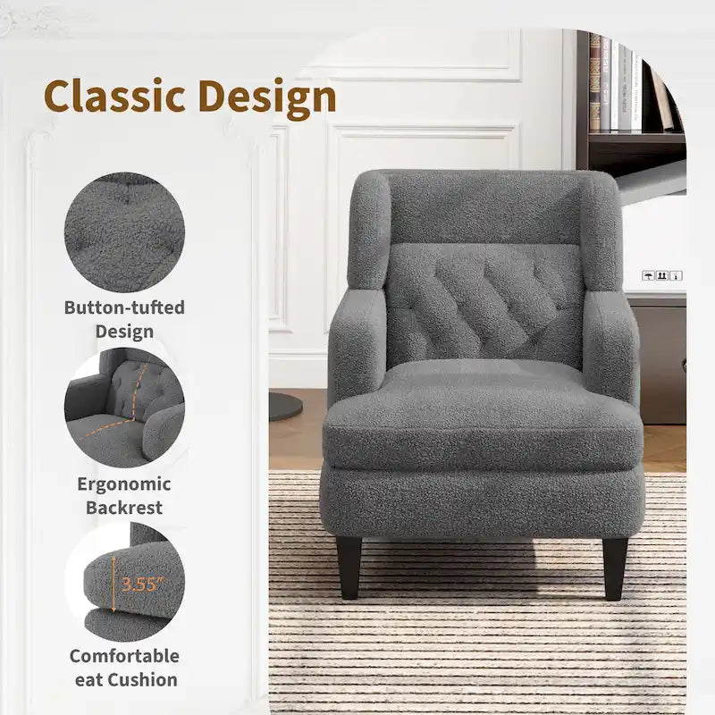 Roomfitters Upholstered Accent Chair Tufted Armchair for Living Room and Bedroom