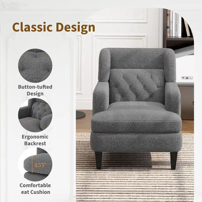 Roomfitters Upholstered Accent Chair Tufted Armchair for Living Room and Bedroom