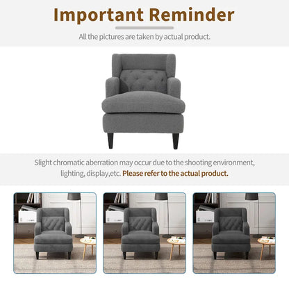 Roomfitters Upholstered Accent Chair Tufted Armchair for Living Room and Bedroom