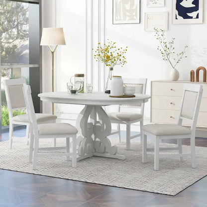 Retro Functional Dining Set Extendable Dining Table and Chair Sets with Removable Folding Plates for Dining Room and Kitchen
