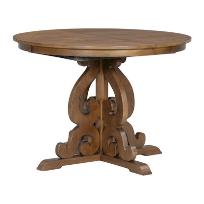 Retro Functional Dining Set Extendable Dining Table and Chair Sets with Removable Folding Plates for Dining Room and Kitchen