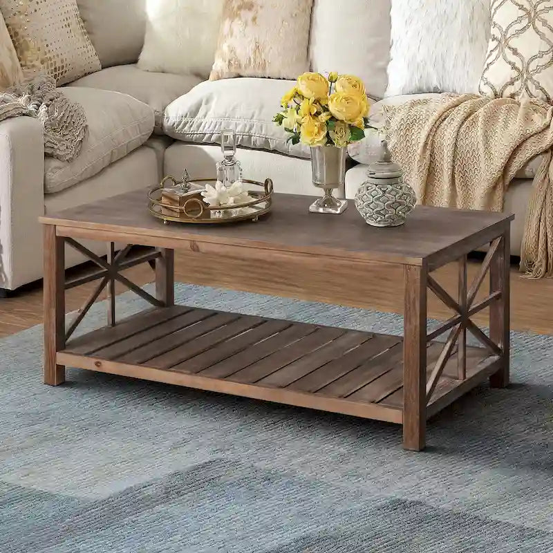 47  Modern Farmhouse Coffee Table with Storage Shelf