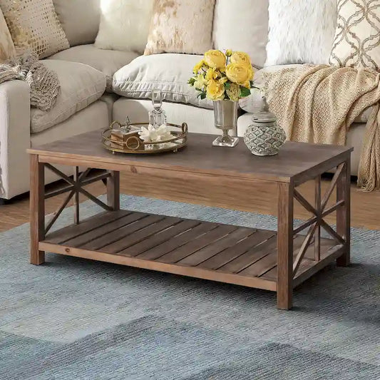 47  Modern Farmhouse Coffee Table with Storage Shelf