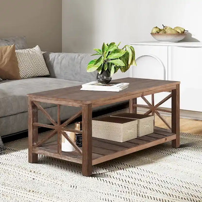 47  Modern Farmhouse Coffee Table with Storage Shelf