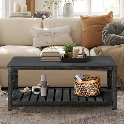 47  Modern Farmhouse Coffee Table with Storage Shelf