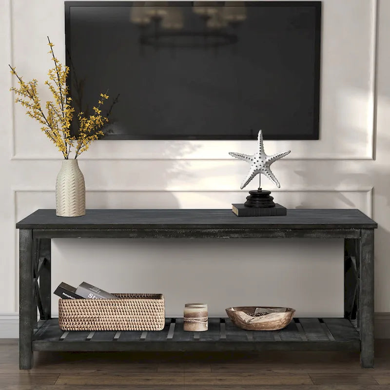 47  Modern Farmhouse Coffee Table with Storage Shelf