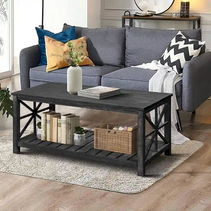 47  Modern Farmhouse Coffee Table with Storage Shelf