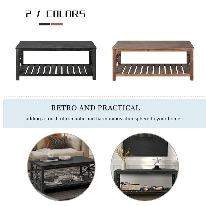 47  Modern Farmhouse Coffee Table with Storage Shelf