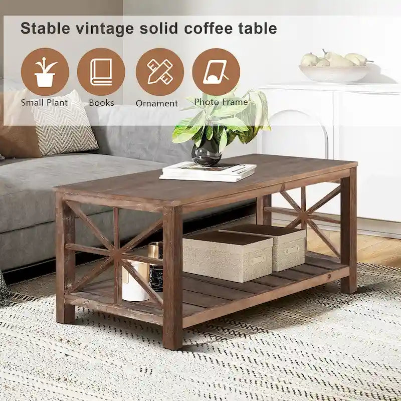 47  Modern Farmhouse Coffee Table with Storage Shelf