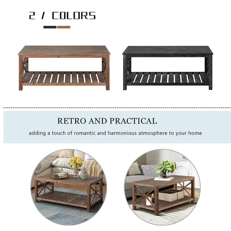 47  Modern Farmhouse Coffee Table with Storage Shelf