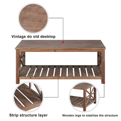 47  Modern Farmhouse Coffee Table with Storage Shelf