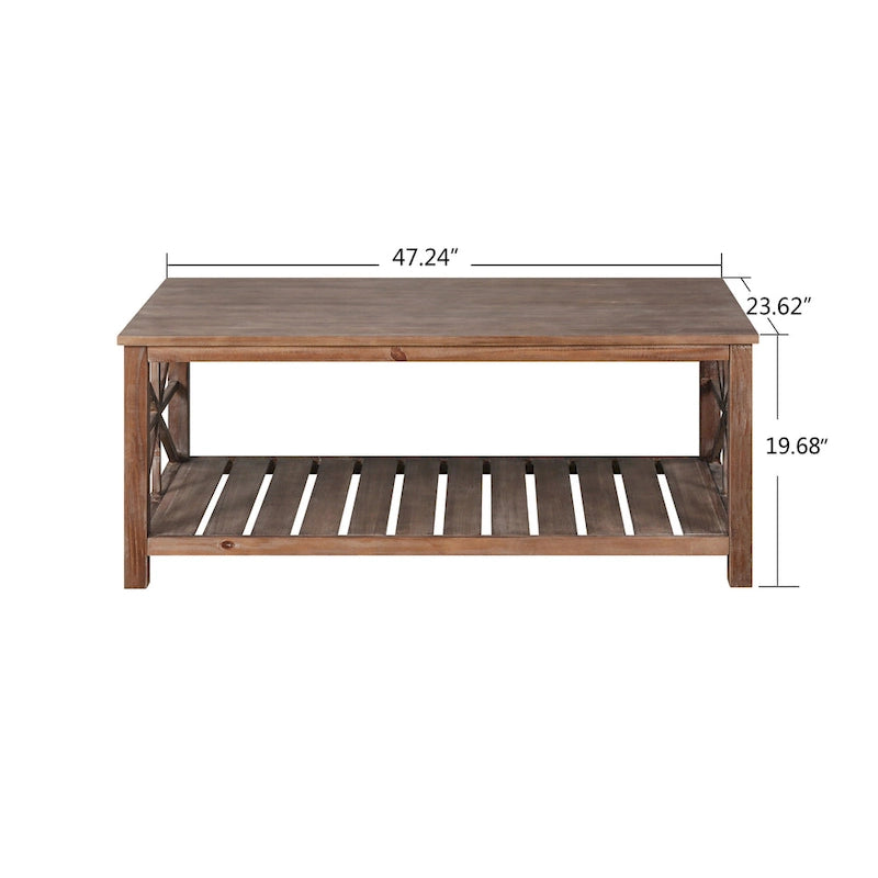 47  Modern Farmhouse Coffee Table with Storage Shelf