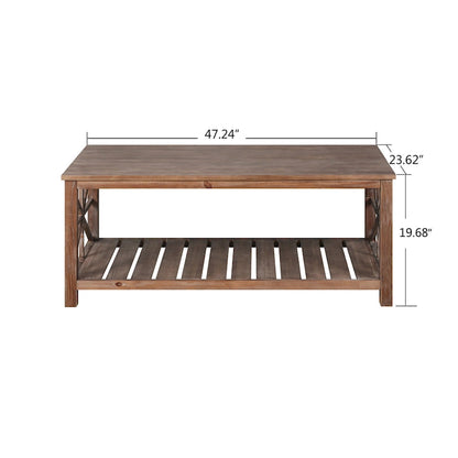 47  Modern Farmhouse Coffee Table with Storage Shelf