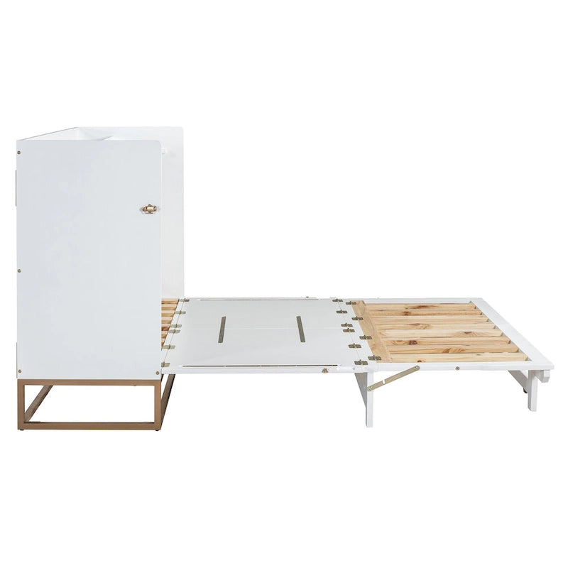 Queen Murphy Bed with Cabinet Design, Multi-Functional, 400lb Capacity