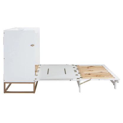 Queen Murphy Bed with Cabinet Design, Multi-Functional, 400lb Capacity