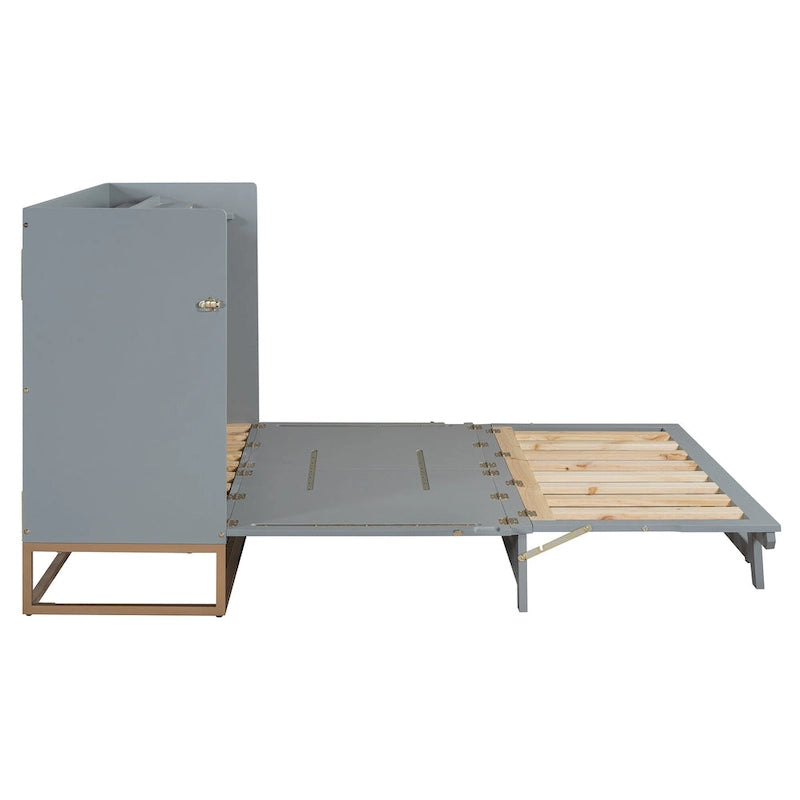 Queen Murphy Bed with Cabinet Design, Multi-Functional, 400lb Capacity