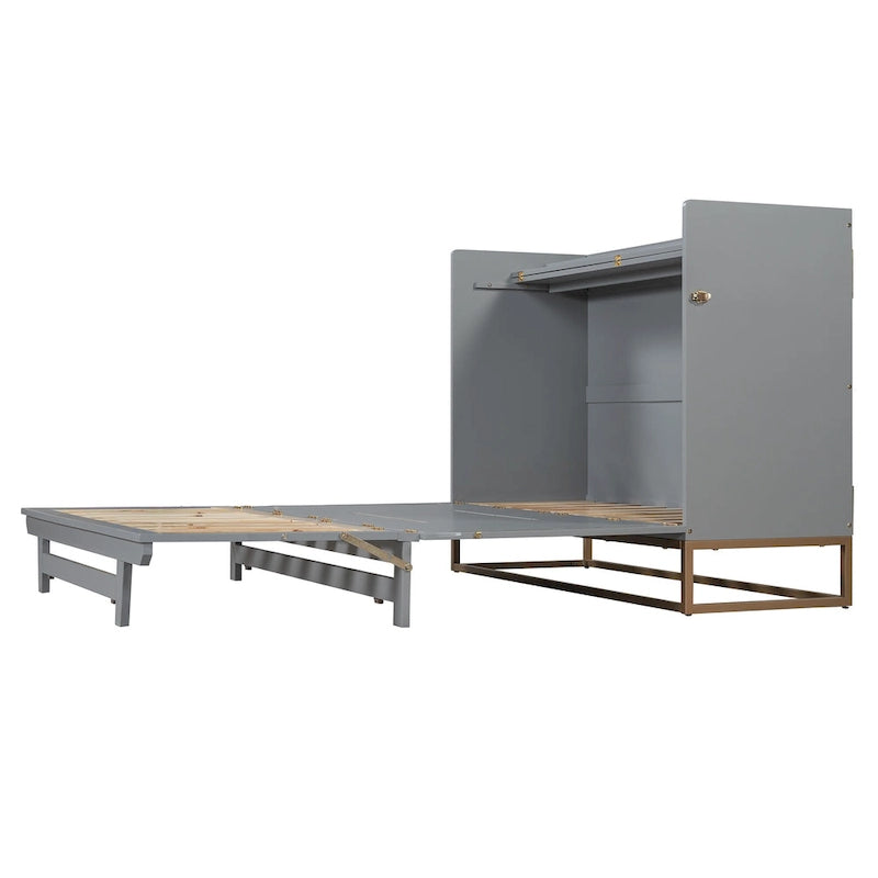 Queen Murphy Bed with Cabinet Design, Multi-Functional, 400lb Capacity