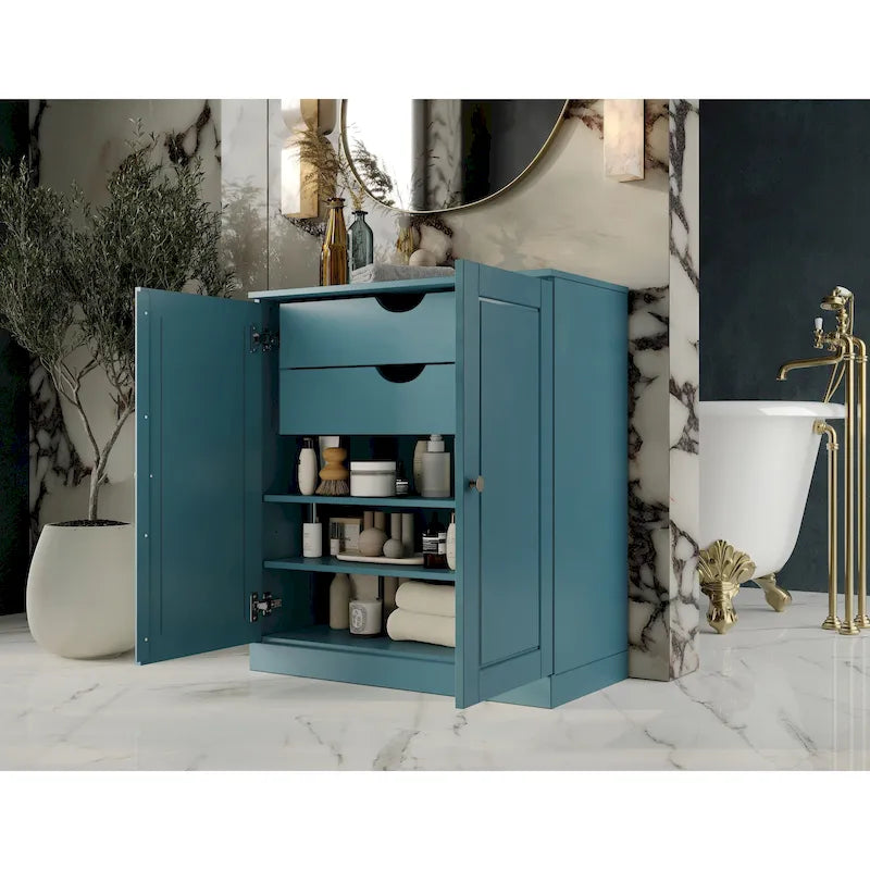 Palace Imports 100% Solid Wood 32  Bathroom Cabinet with Solid Doors, 2-Drawers and Adjustable Shelves