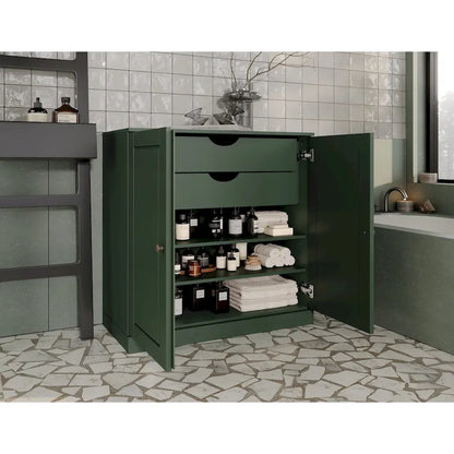 Palace Imports 100% Solid Wood 32  Bathroom Cabinet with Solid Doors, 2-Drawers and Adjustable Shelves