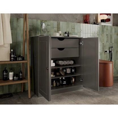 Palace Imports 100% Solid Wood 32  Bathroom Cabinet with Solid Doors, 2-Drawers and Adjustable Shelves