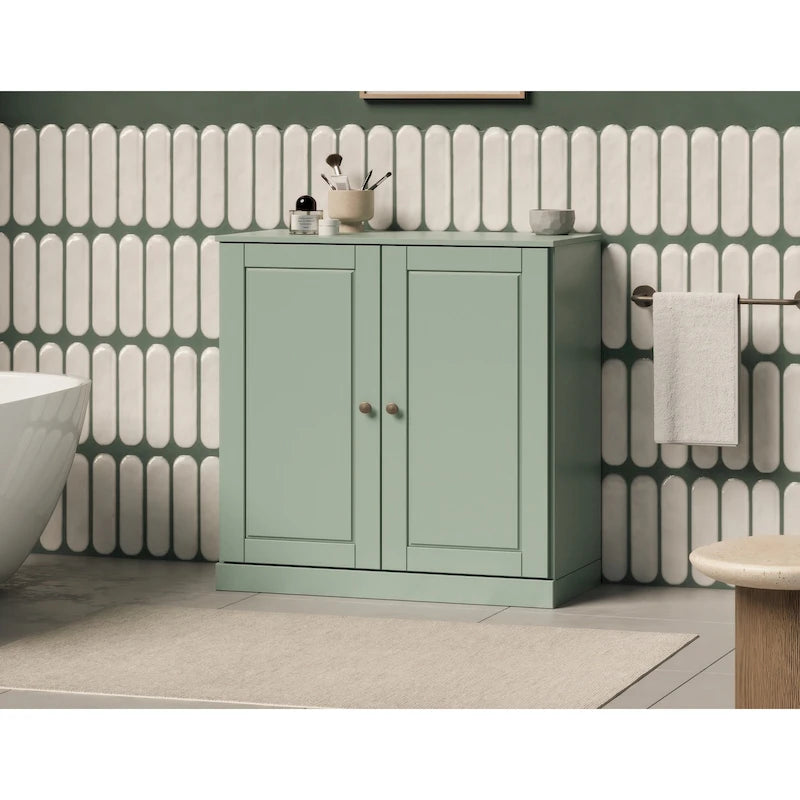 Palace Imports 100% Solid Wood 32  Bathroom Cabinet with Solid Doors, 2-Drawers and Adjustable Shelves
