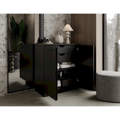 Palace Imports 100% Solid Wood 32  Bathroom Cabinet with Solid Doors, 2-Drawers and Adjustable Shelves