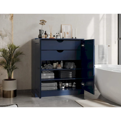 Palace Imports 100% Solid Wood 32  Bathroom Cabinet with Solid Doors, 2-Drawers and Adjustable Shelves