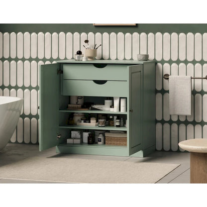 Palace Imports 100% Solid Wood 32  Bathroom Cabinet with Solid Doors, 2-Drawers and Adjustable Shelves