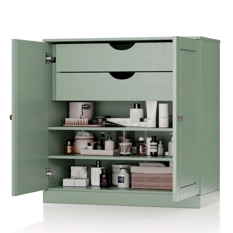 Palace Imports 100% Solid Wood 32  Bathroom Cabinet with Solid Doors, 2-Drawers and Adjustable Shelves
