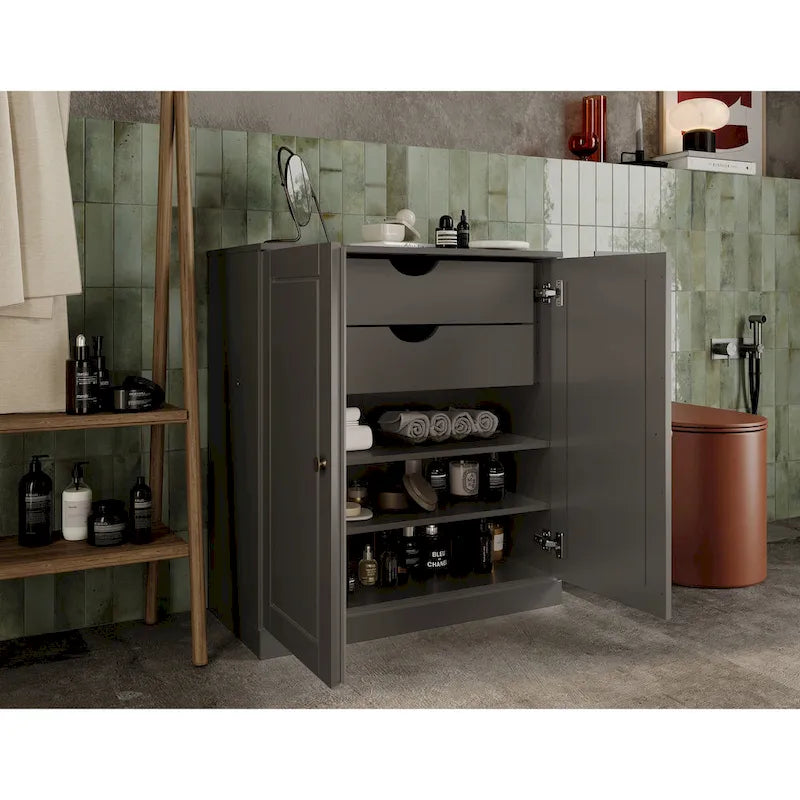 Palace Imports 100% Solid Wood 32  Bathroom Cabinet with Solid Doors, 2-Drawers and Adjustable Shelves