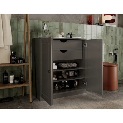 Palace Imports 100% Solid Wood 32  Bathroom Cabinet with Solid Doors, 2-Drawers and Adjustable Shelves