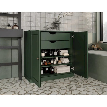 Palace Imports 100% Solid Wood 32  Bathroom Cabinet with Solid Doors, 2-Drawers and Adjustable Shelves