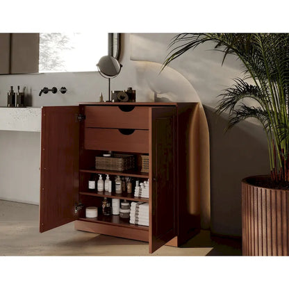 Palace Imports 100% Solid Wood 32  Bathroom Cabinet with Solid Doors, 2-Drawers and Adjustable Shelves