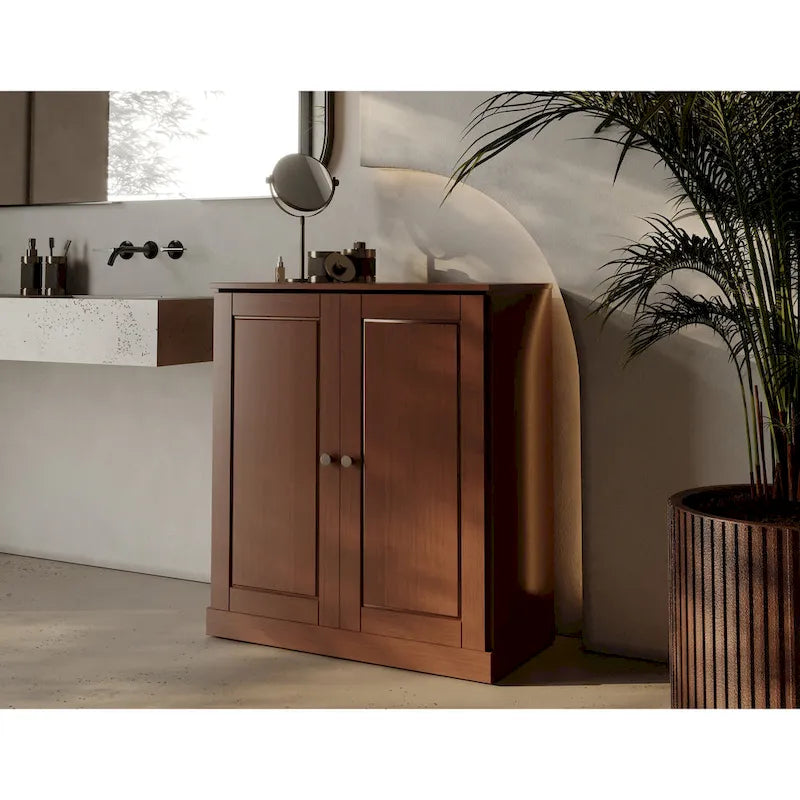 Palace Imports 100% Solid Wood 32  Bathroom Cabinet with Solid Doors, 2-Drawers and Adjustable Shelves