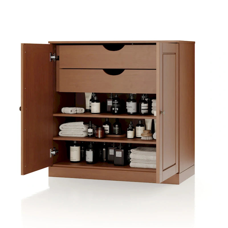 Palace Imports 100% Solid Wood 32  Bathroom Cabinet with Solid Doors, 2-Drawers and Adjustable Shelves