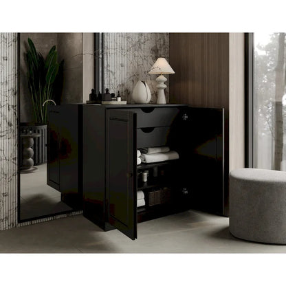 Palace Imports 100% Solid Wood 32  Bathroom Cabinet with Solid Doors, 2-Drawers and Adjustable Shelves