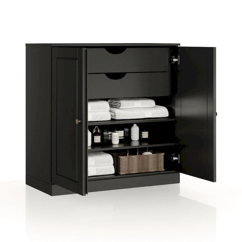 Palace Imports 100% Solid Wood 32  Bathroom Cabinet with Solid Doors, 2-Drawers and Adjustable Shelves