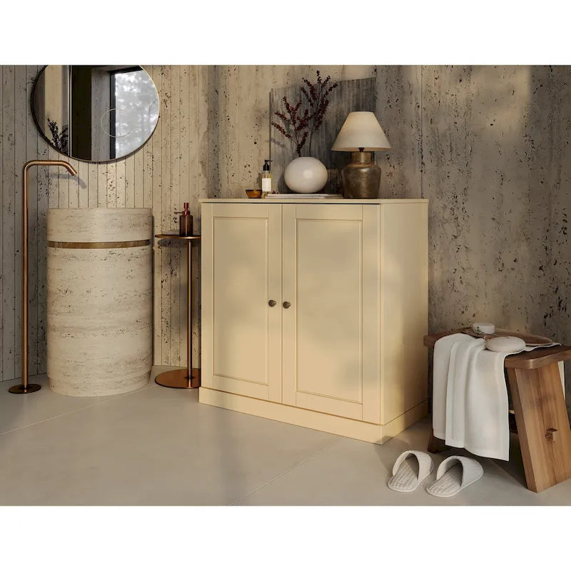 Palace Imports 100% Solid Wood 32  Bathroom Cabinet with Solid Doors, 2-Drawers and Adjustable Shelves