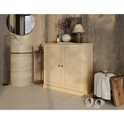 Palace Imports 100% Solid Wood 32  Bathroom Cabinet with Solid Doors, 2-Drawers and Adjustable Shelves