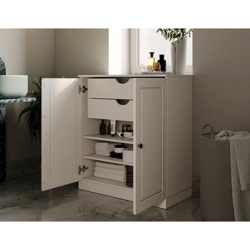 Palace Imports 100% Solid Wood 32  Bathroom Cabinet with Solid Doors, 2-Drawers and Adjustable Shelves