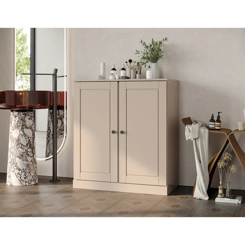 Palace Imports 100% Solid Wood 32  Bathroom Cabinet with Solid Doors, 2-Drawers and Adjustable Shelves