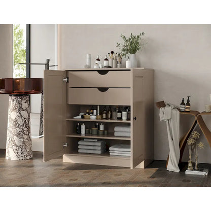 Palace Imports 100% Solid Wood 32  Bathroom Cabinet with Solid Doors, 2-Drawers and Adjustable Shelves