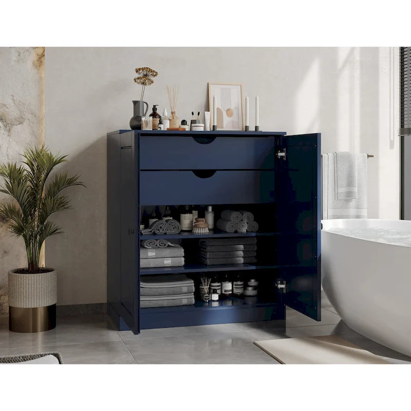 Palace Imports 100% Solid Wood 32  Bathroom Cabinet with Solid Doors, 2-Drawers and Adjustable Shelves