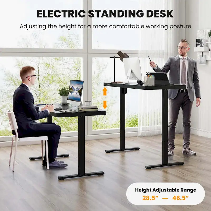 Costway 48  x 24  Whole-Piece Glass Standing Desk w/Drawers Writable