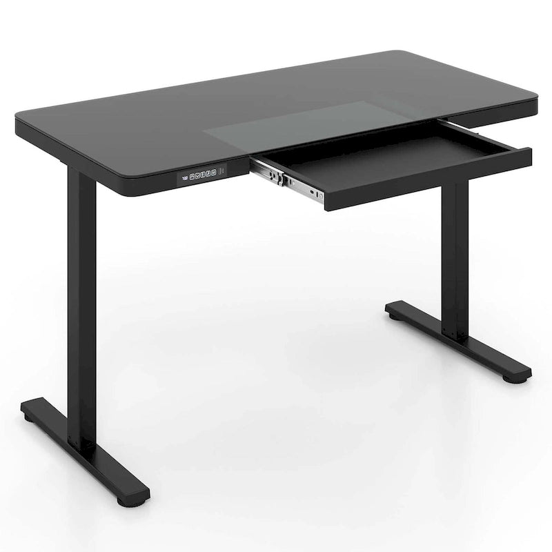 Costway 48  x 24  Whole-Piece Glass Standing Desk w/Drawers Writable