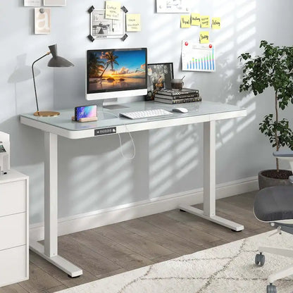 Costway 48  x 24  Whole-Piece Glass Standing Desk w/Drawers Writable