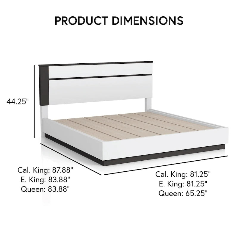 Furniture of America Conjira Modern 4-Piece White Wood Platform Bedroom Set