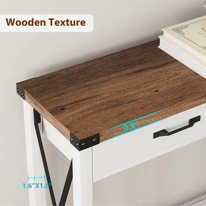 Woode Entryway Table, Farmhouse Console Table with 2 Drawers