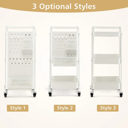 Gymax 3-Tier Utility Storage Cart Metal Rolling Trolley w/ DIY