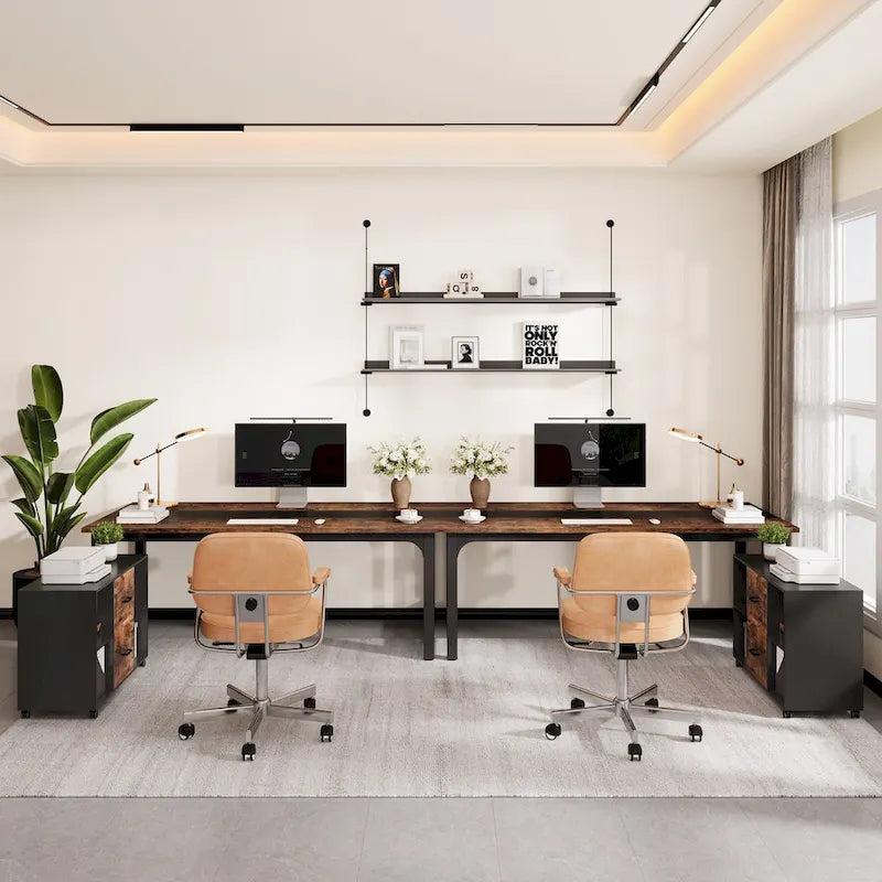 63 Executive Desk with 40 Lateral File Drawer Cabinet Set for Home Office